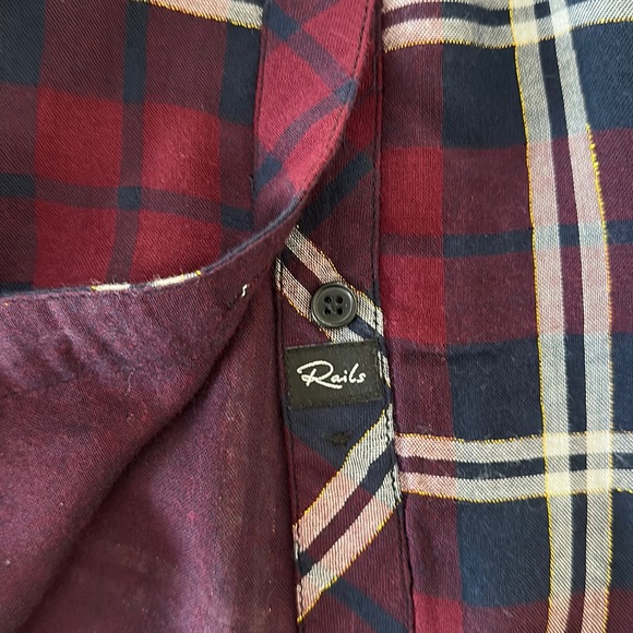 NEW - RAILS Hunter Plaid Flannel Gemini Shirt in Cranberry Honey Lurex - Picture 6 of 11